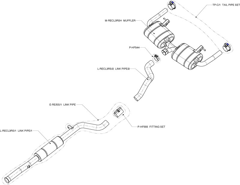 Схема Выхлопная система Evolution для Clio III RS 200